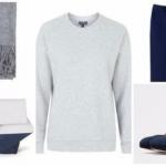 5 модных образов с обычным серым свитером.
